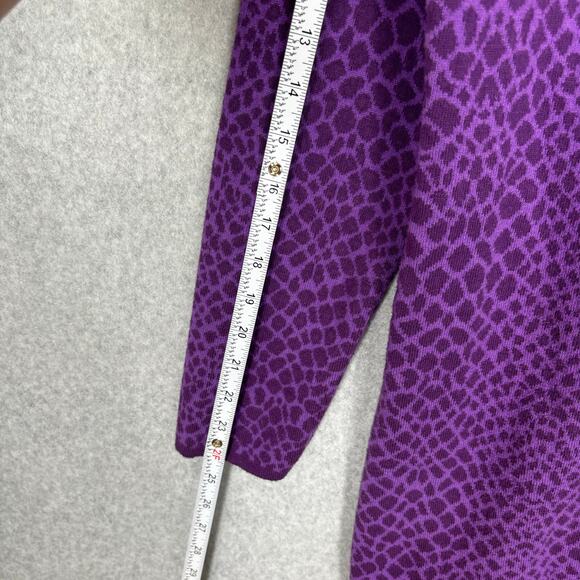 Isaac Mizrahi Sweater Womens Large Purple Animal Snake Print Long Quirky Whimsy - Picture 6 of 10